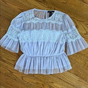 Forever 21 Purple Pleated Peplum Blouse